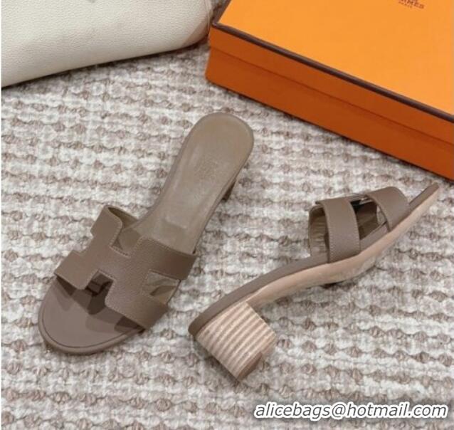 Most Popular Hermes Classic Oasis Heel Slide Sandals 4.5cm in Palm Grained Leather Grey 814065