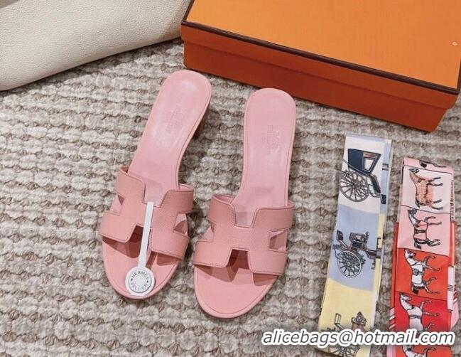 Best Product Hermes Classic Oasis Heel Slide Sandals 4.5cm in Palm Grained Leather Light Pink 814067