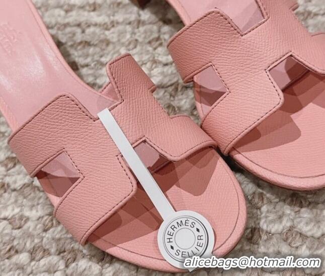 Best Product Hermes Classic Oasis Heel Slide Sandals 4.5cm in Palm Grained Leather Light Pink 814067