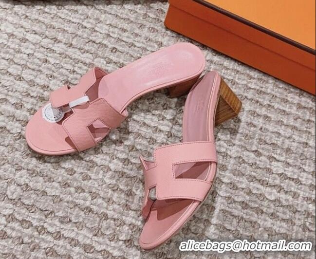 Best Product Hermes Classic Oasis Heel Slide Sandals 4.5cm in Palm Grained Leather Light Pink 814067