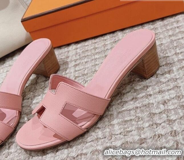 Best Product Hermes Classic Oasis Heel Slide Sandals 4.5cm in Palm Grained Leather Light Pink 814067