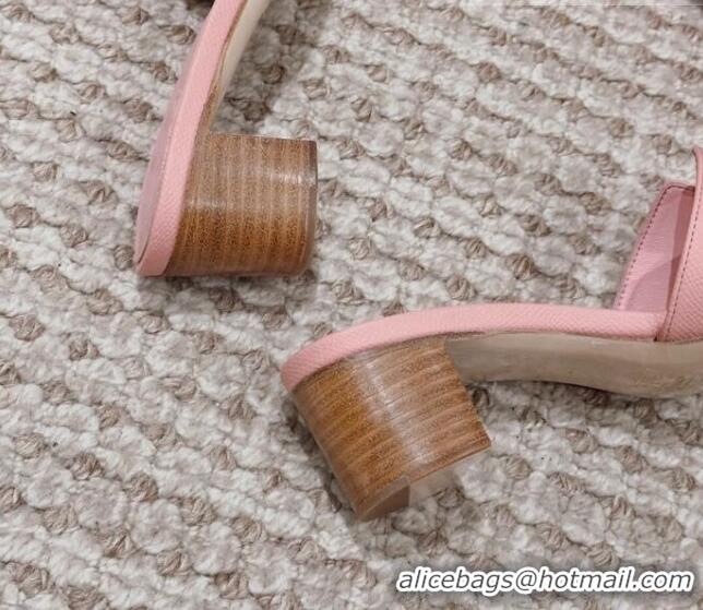 Best Product Hermes Classic Oasis Heel Slide Sandals 4.5cm in Palm Grained Leather Light Pink 814067