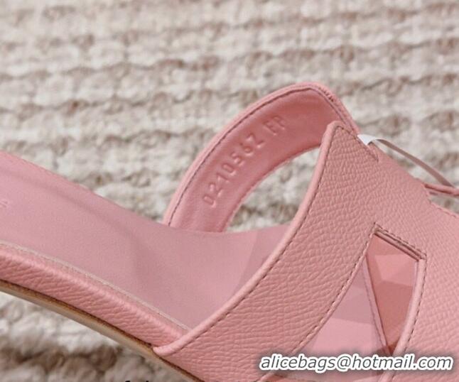 Best Product Hermes Classic Oasis Heel Slide Sandals 4.5cm in Palm Grained Leather Light Pink 814067