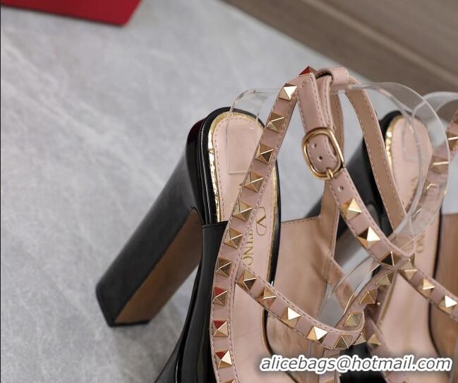 Good Product Valentino Rockstud Platform Pump 15.5cm in Black Patent Leather 0426130