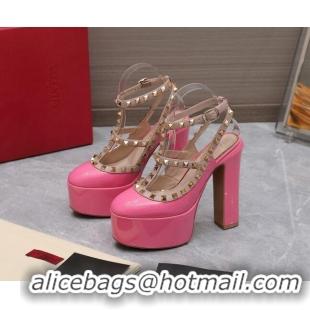 Durable Valentino Rockstud Platform Pump 15.5cm in Pink Patent Leather 426133