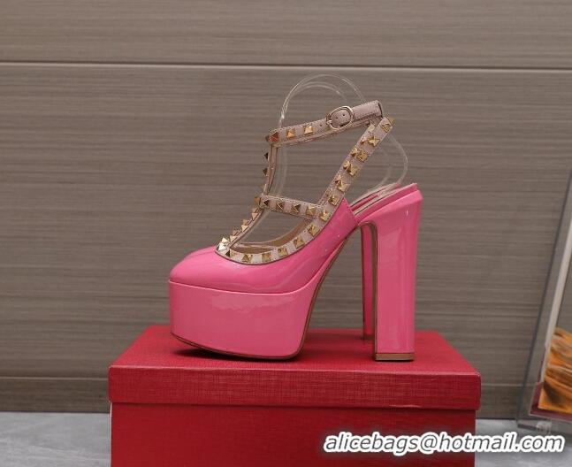 Durable Valentino Rockstud Platform Pump 15.5cm in Pink Patent Leather 426133