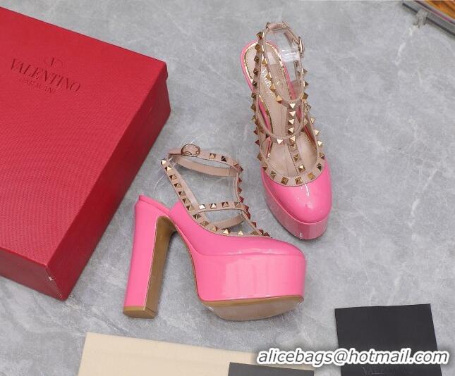 Durable Valentino Rockstud Platform Pump 15.5cm in Pink Patent Leather 426133