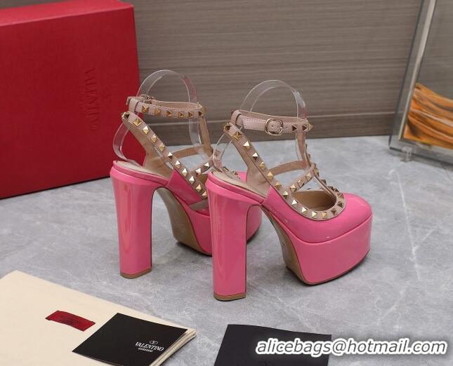 Durable Valentino Rockstud Platform Pump 15.5cm in Pink Patent Leather 426133