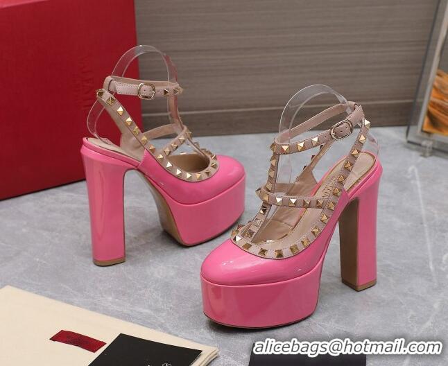 Durable Valentino Rockstud Platform Pump 15.5cm in Pink Patent Leather 426133