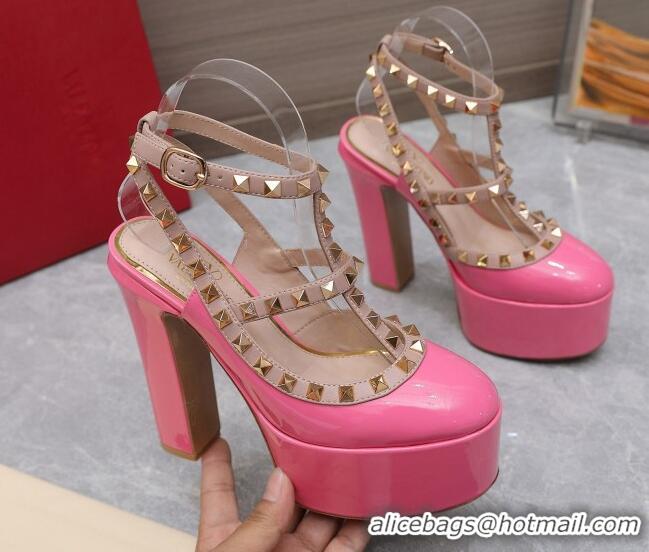 Durable Valentino Rockstud Platform Pump 15.5cm in Pink Patent Leather 426133