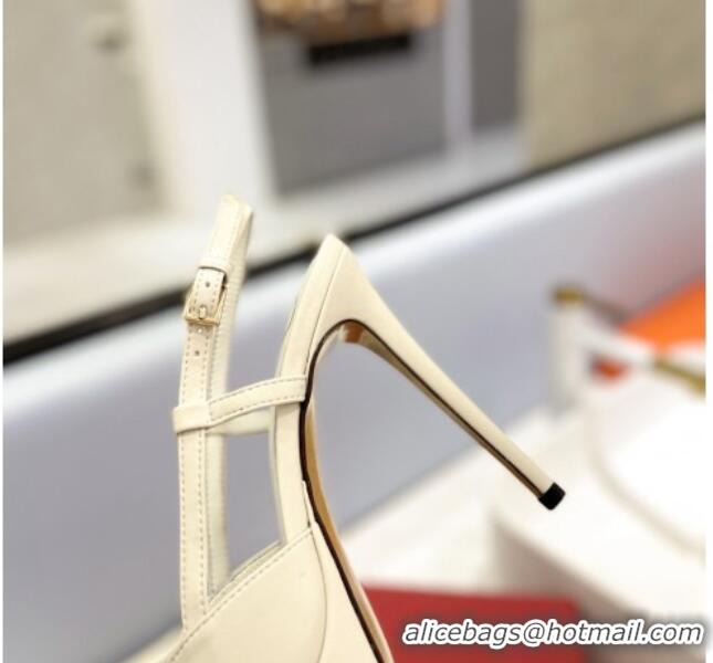 Trendy Design Valentino VLogo Calf Leather Platform Slingback Pumps 12cm White 426146