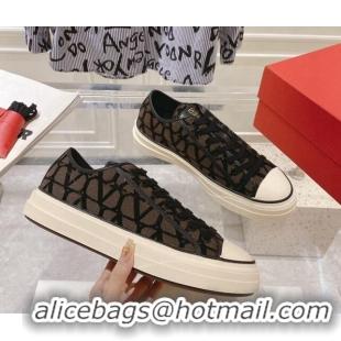 Buy Luxury Valentino Toile Iconographe Fabric Low-top Sneakers Brown/Black 427003