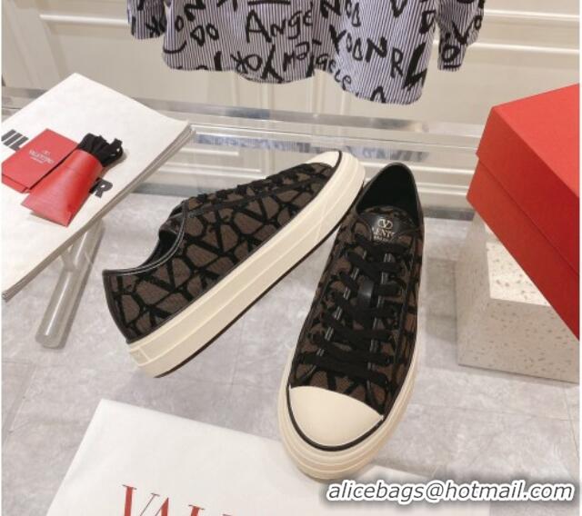 Buy Luxury Valentino Toile Iconographe Fabric Low-top Sneakers Brown/Black 427003