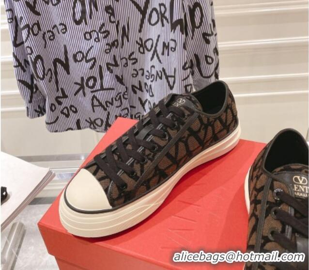 Buy Luxury Valentino Toile Iconographe Fabric Low-top Sneakers Brown/Black 427003