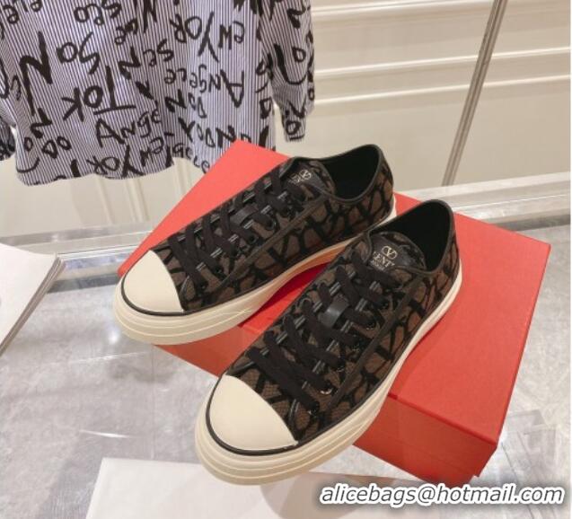 Buy Luxury Valentino Toile Iconographe Fabric Low-top Sneakers Brown/Black 427003