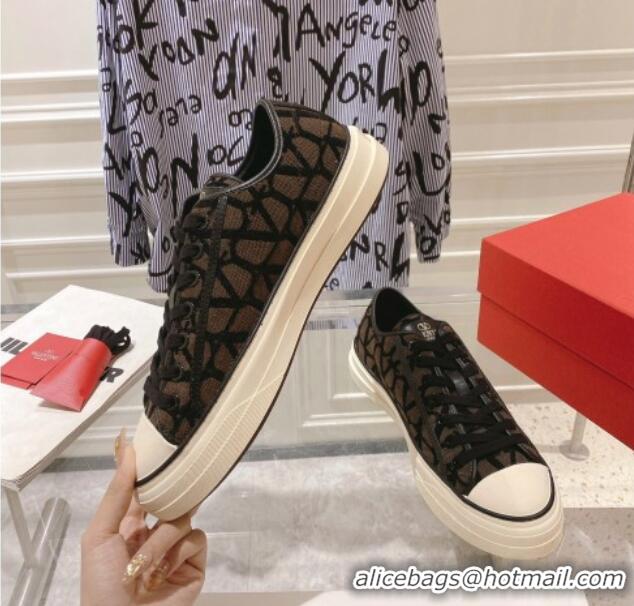 Buy Luxury Valentino Toile Iconographe Fabric Low-top Sneakers Brown/Black 427003