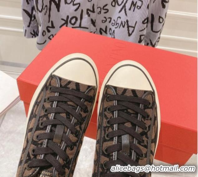 Buy Luxury Valentino Toile Iconographe Fabric Low-top Sneakers Brown/Black 427003