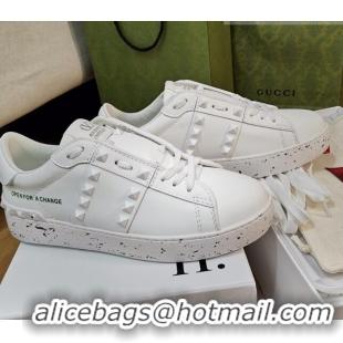 Reasonable Price Valentino Open for a Change Rockstud Sneakers in Calfskin White 427018