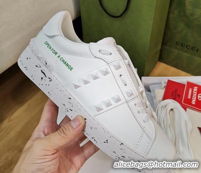 Reasonable Price Valentino Open for a Change Rockstud Sneakers in Calfskin White 427018