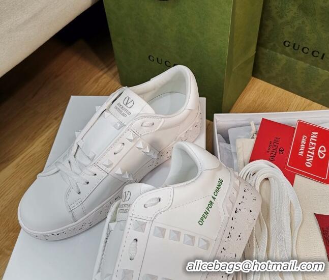 Reasonable Price Valentino Open for a Change Rockstud Sneakers in Calfskin White 427018