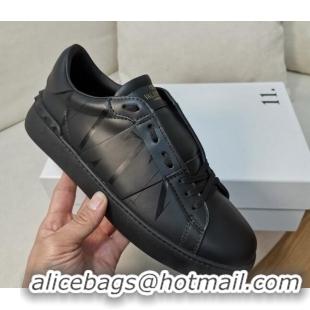 Good Quality Valentino VLTN Open Sneakers in Black Calfskin 427023