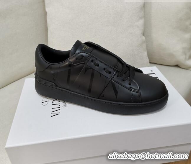 Good Quality Valentino VLTN Open Sneakers in Black Calfskin 427023