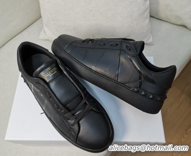 Good Quality Valentino VLTN Open Sneakers in Black Calfskin 427023