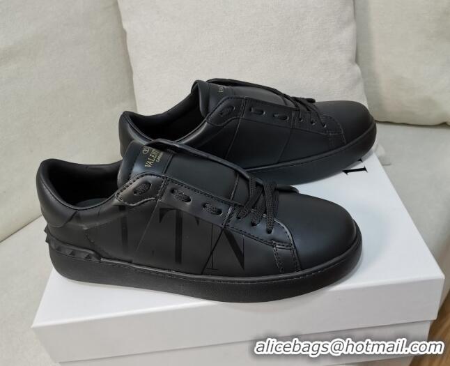 Good Quality Valentino VLTN Open Sneakers in Black Calfskin 427023