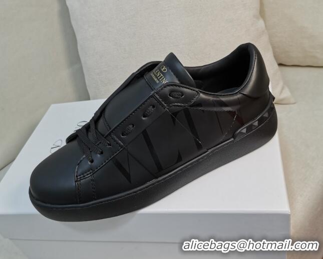 Good Quality Valentino VLTN Open Sneakers in Black Calfskin 427023