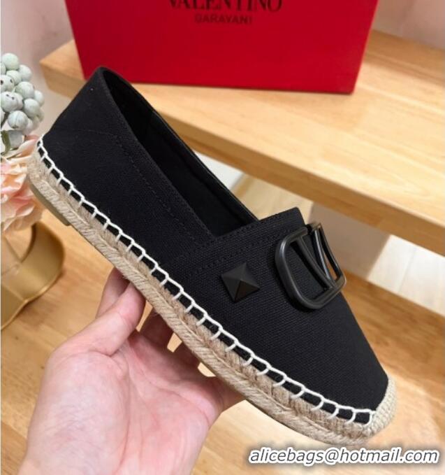 Best Product Valentino VLogo Canvas Espadrilles Black 613143