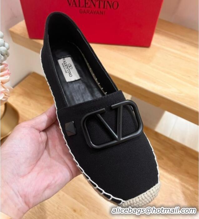 Best Product Valentino VLogo Canvas Espadrilles Black 613143