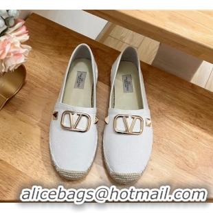 Grade Quality Valentino VLogo Canvas Espadrilles White 613144