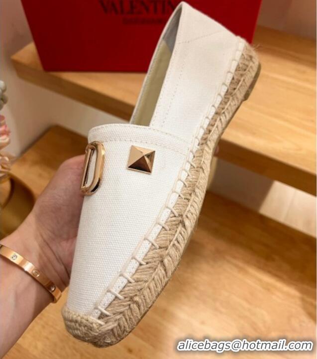 Grade Quality Valentino VLogo Canvas Espadrilles White 613144