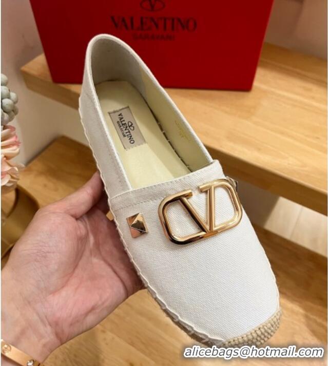 Grade Quality Valentino VLogo Canvas Espadrilles White 613144