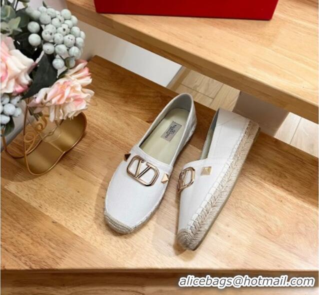 Grade Quality Valentino VLogo Canvas Espadrilles White 613144