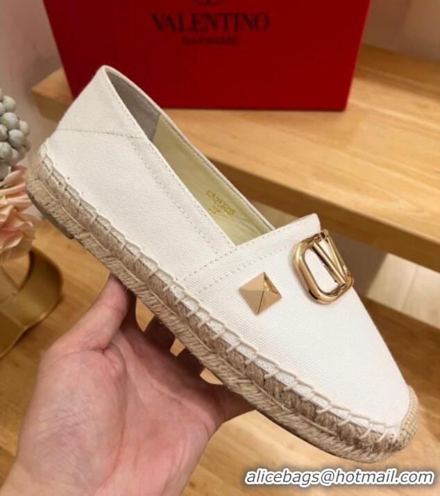 Grade Quality Valentino VLogo Canvas Espadrilles White 613144