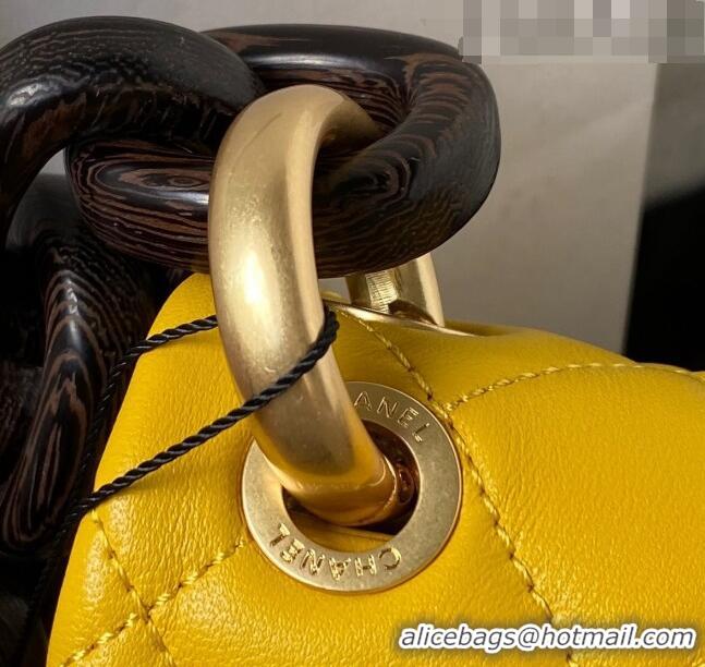 Famous Brand Chanel Lambskin Mini Flap Bag AS4165 Yellow 2023