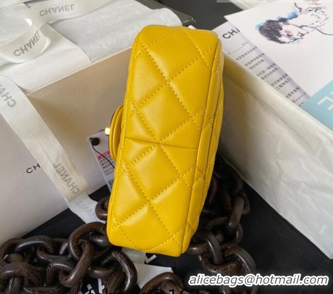 Famous Brand Chanel Lambskin Mini Flap Bag AS4165 Yellow 2023