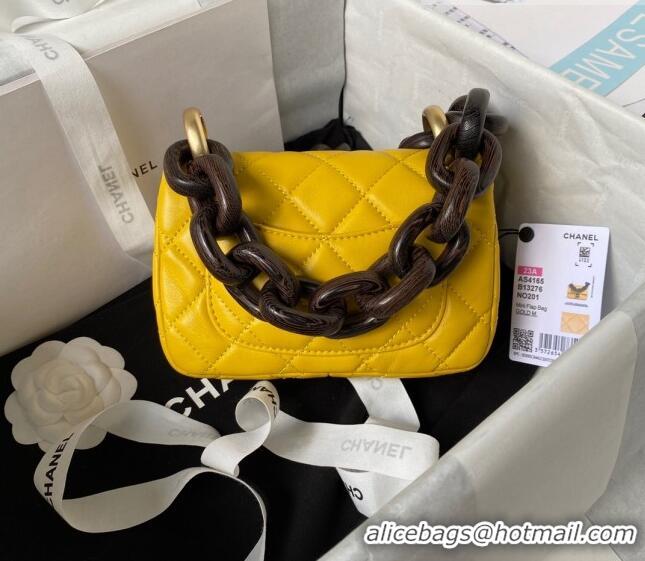 Famous Brand Chanel Lambskin Mini Flap Bag AS4165 Yellow 2023