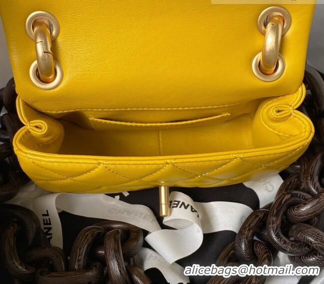 Famous Brand Chanel Lambskin Mini Flap Bag AS4165 Yellow 2023