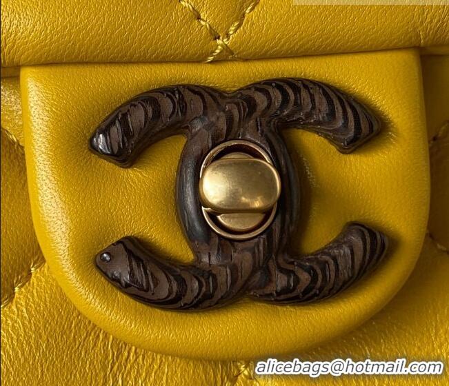 Famous Brand Chanel Lambskin Mini Flap Bag AS4165 Yellow 2023