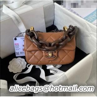 Buy Inexpensive Chanel Lambskin Mini Flap Bag AS4165 Brown 2023