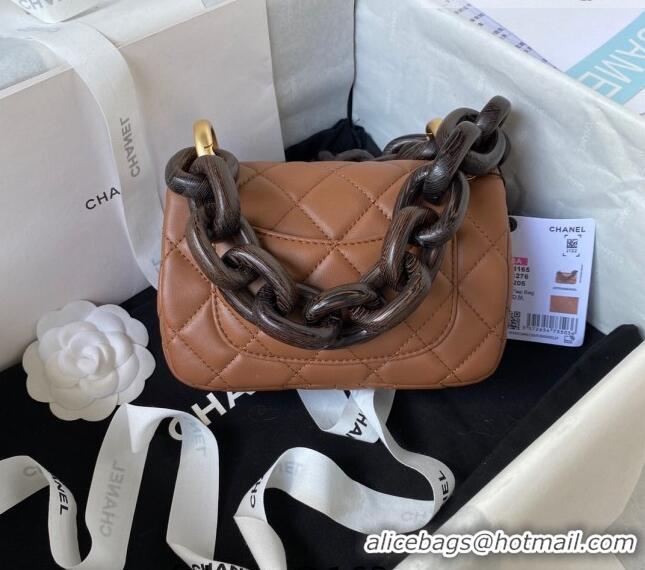 Buy Inexpensive Chanel Lambskin Mini Flap Bag AS4165 Brown 2023