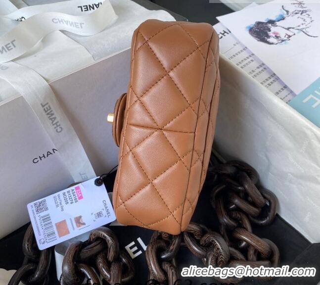 Buy Inexpensive Chanel Lambskin Mini Flap Bag AS4165 Brown 2023