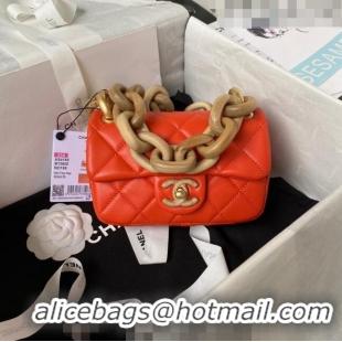 Big Discount Chanel Lambskin Mini Flap Bag AS4165 Orange 2023