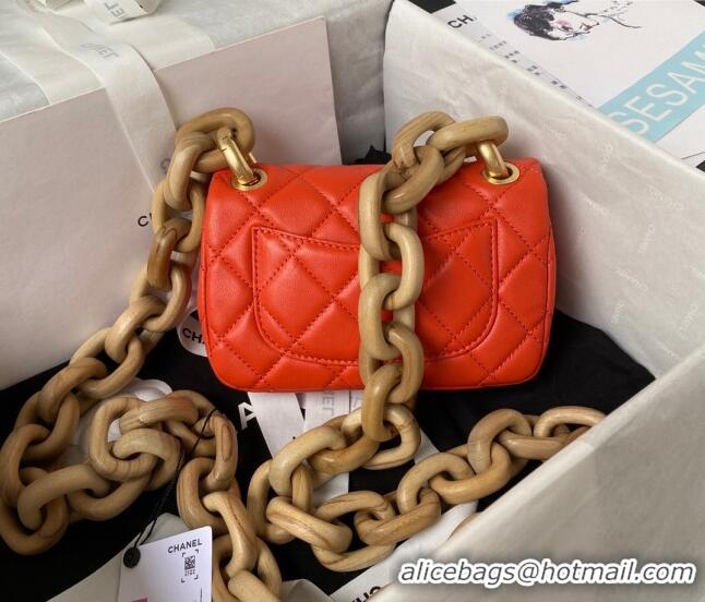 Big Discount Chanel Lambskin Mini Flap Bag AS4165 Orange 2023