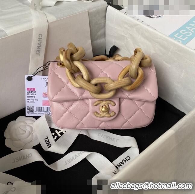 Well Crafted Chanel Lambskin Mini Flap Bag AS4165 Light Pink 2023