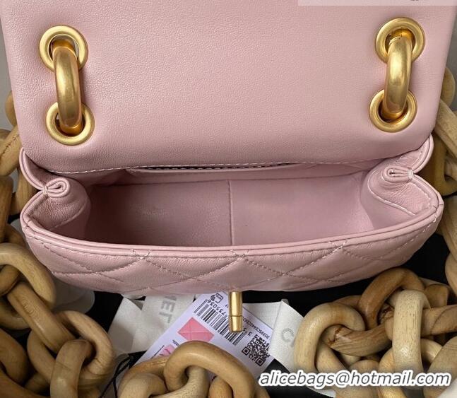 Well Crafted Chanel Lambskin Mini Flap Bag AS4165 Light Pink 2023