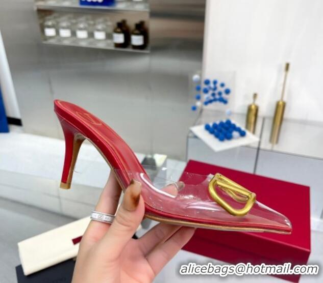 Purchase Valentino VLogo Signature Heel Mules in Transparent Polymer Red 613151