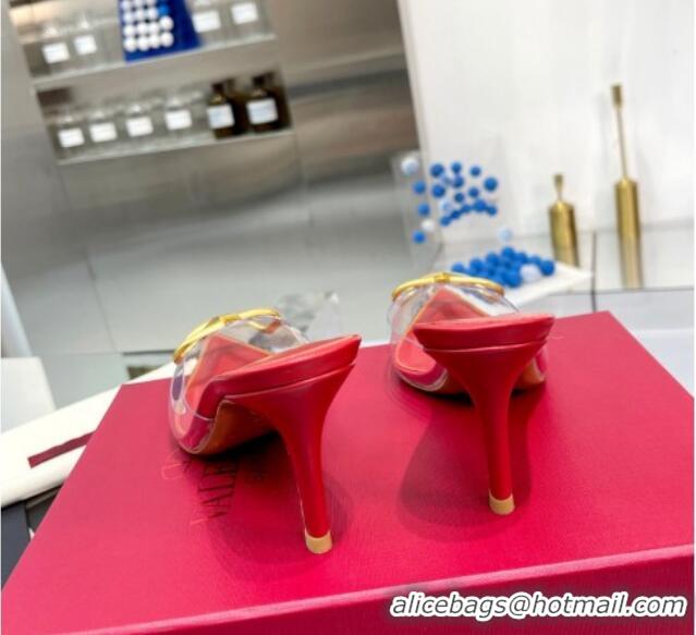 Purchase Valentino VLogo Signature Heel Mules in Transparent Polymer Red 613151